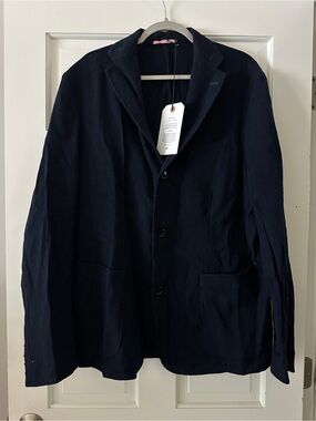 NWT Apolis Global Citizen Indigo Cotton Wool Blazer Long Sleeve Button Down XXL